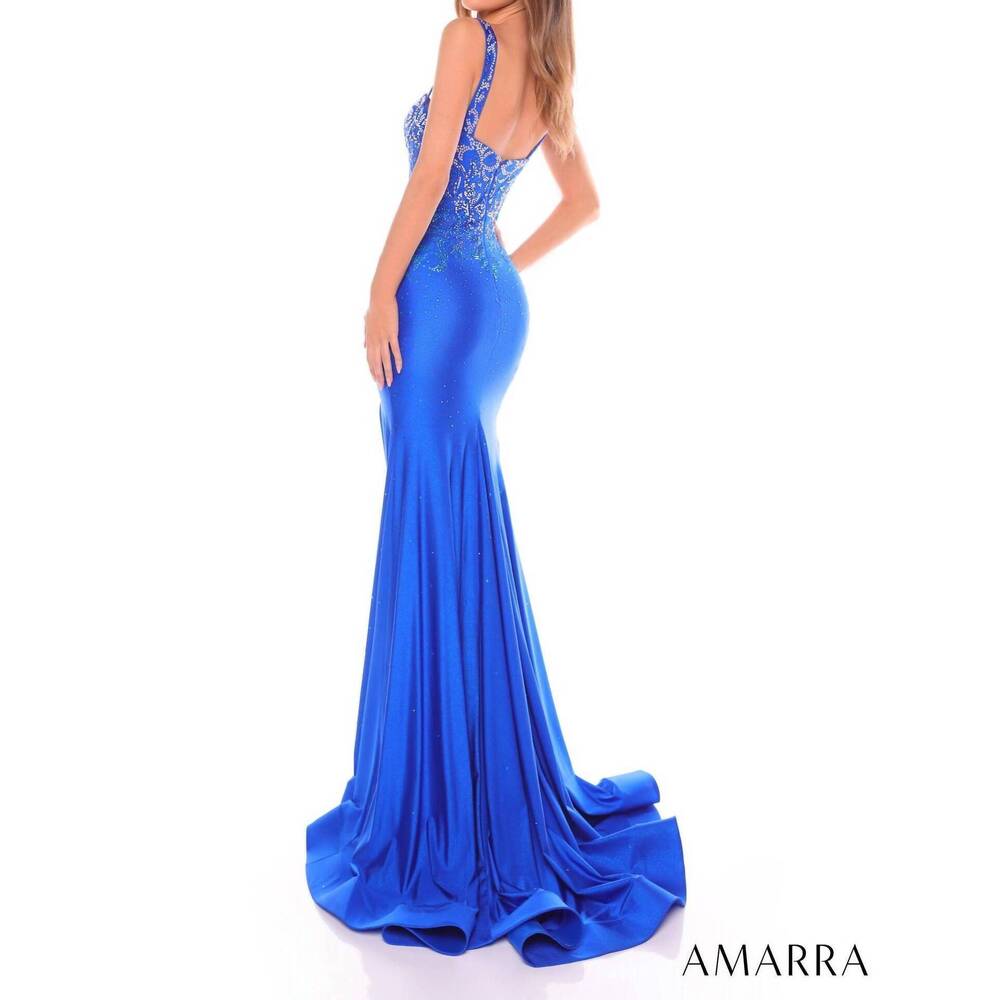 NEW AMARRA fitted hot stone prom dress with sweetheart neckline in peacock - Picture 2 of 2